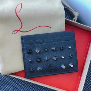 Роскошный дизайнерский кошелек CL Rivet, маленькая сумка для карточек, модный брендовый зажим для визитных карточек из воловьей кожи, мужской и женский маленький кошелек из натуральной кожи, оптом с коробкой