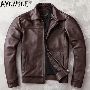 AYUNSUE Men's Real Cowhide jackets Genuine Leather Jacket Men Clothing Autumn Coat Mens Clothes jaqueta couro masculino 231227