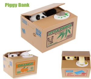 Beyaz Sarı Kedi Panda Otomatik Çalma Para Kedi Kedicik Penny Cents Piggy Bank Tasarlama Kutusu Para Para Çocuk Çocuk Hediyesi259O1714952