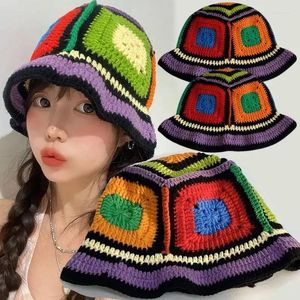 Береты, японская винтажная вязаная рыбацкая шапка ручной работы, садовый цвет, бабушкина клетка, женская шапка для лица, небольшой горшок, козырек