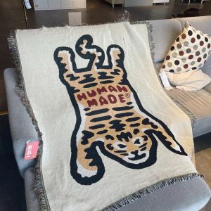 Tekstil Şehir İns İnsan Yapımı Kanepe Battaniye Kalın Açık Kamp Mat Tiger Desen Ev Dekorasyon Goblen Nap Battaniyesi 125x150cm
