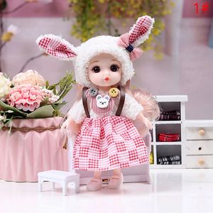 1Pc 13 Joint Movable Dolls Smile Face Skirt Jumpsuit Dress Up Doll Clothes Set 1 12 Fashion 16cm Girls Gifts 231228