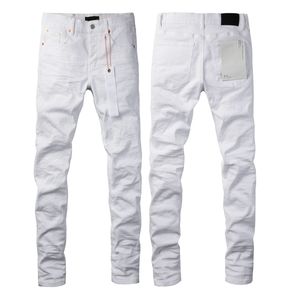 Новое поступление, фиолетовые джинсы, мужские брендовые модные белые эластичные узкие джинсовые мужские брюки, потертые, поврежденные, с дырками, на пуговицах, в стиле хип-хоп, однотонные джинсовые брюки