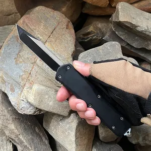 Troo Serisi Bıçak Savaş Mikro OTF Teknik Knife EDC Self Savunma Taktik Cep Pikkizleri A07don Siyah Çift Kenar D2 Blade