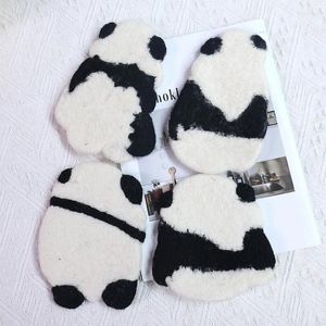 Masa Paspasları Sevimli Panda Yün Keçe Çay El Yapımı Anti-Scald Su Kupası Mat Pad Placemat Mutfak Dekorasyonu