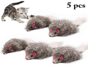 5pcs kedi fareler oyuncaklar sahte fare kedi oyuncak uzun kuyruk fareleri yumuşak gerçek tavşan kürk oyuncak kediler için peluş sıçan çiğneme oyuncak evcil hayvan malzemeleri l25191413