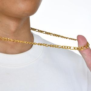 Ожерелье-цепочка Figaro для мужчин, белое золото 14 карат, классическая цепочка в стиле панк, хип-хоп для крутых мальчиков, ювелирные аксессуары, подарок