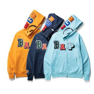 Erkek Hoodie Tasarımcı Kapşonlu Sonbahar ve Kış Yeni Japon Moda Marka Mektubu Nakış Patlaması Çift Kat Yüksek Kaliteli Hip Hop Stili Uzun Kollu