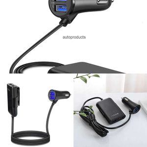 QC3.0 4-Port USB Mobil Şarj Cihazı Ön ve Arka Klipli USB Araç Şarj Cihazı Lüks Hızlı Şarj