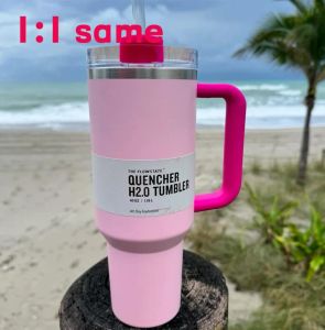 ABD stok pembe flamingo 40oz söndürücü H2.0 Kahve Kupaları Kamp Kampı Seyahat Araç Kupası Paslanmaz Çelik Tumklar Silikon Tutma Sevgililer Günü Hediye 1: 1 Aynı Logo