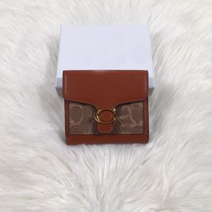 Moda tasarımcı deri cüzdan lüks kredi kartı cüzdan sahibi bayanlar fermuar ve düğme katlanmış cüzdanlar klasik marka para çanta kutularla