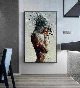Картина на холсте, настенные постеры и принты, девушка, пламя, современная абстрактная настенная живопись, настенные художественные картинки для украшения гостиной, столовой el 2717559604