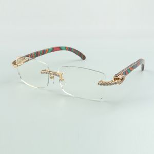 Designer fassen endlose Diamanten Brillen 3524012 Brillen mit natürlichen Pfauenholzbeinen und klaren Gläsern für Männer und Frauen in den Größen 55-18-135 mm