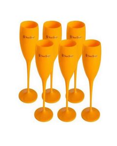 Akrilik Kırılmaz Şampanya Şarap Gözlükleri Akrilik Veuve Pembe Turuncu Şampanya Flütleri Bütün Parti Düğün Dekorasyonu4169821