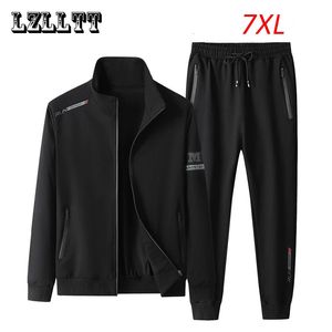 Spring Autumn Men Casual Sports Joggers 2 Pieces Tracksuit Sets Mens Sportswear Prints Suits Sweatpants Jacket Male Big Size 7XL 231228