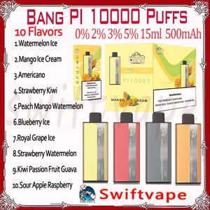 Оригинальная высококачественная одноразовая электронная сигарета Bang PI 10000 Puff, 10 вкусов, 15 мл, перезаряжаемая батарея, 500 мАч, 10 тыс. затяжек, 0% 2% 3% 5% комплект Vape Pen, быстрая доставка, оптовик
