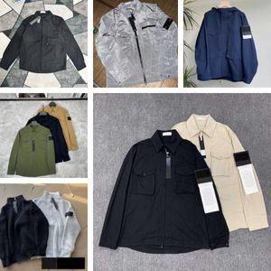 Yeni Tasarımcı Erkek Sweatshirt taşları Cep Ceket Adası Ceket Uzun Kollu Fermuar Rozeti Sıradan Palto Windinger İşlemeli Erkek Gömlek Sonbahar Ceket Asya Boyutu M-3XL