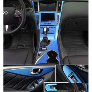 Автомобильные наклейки для Infiniti Q50 Q60 2014, внутренняя центральная панель управления, дверная ручка, 3D5D наклейки из углеродного волокна, стиль, Прямая доставка Autom Dhkgr