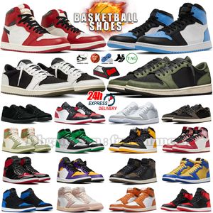 Jumpman 1 Low Basketball Shoes 1s High OG Sneaker Wolf Grey Lost and Found Palomino Spiderman Black Phantom Royal Reimagined Satin Craft Celadon Homens Mulher Treinadores