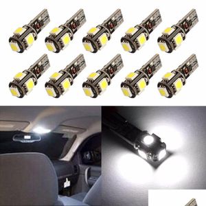 Автомобильные лампы 100 шт. T10 5Smd 5050 Led Canbus Error Lights W5W 194 5Led Light Bbs Белая лампа Прямая доставка Мобильные телефоны Мотоциклы Освещение Dh7Tb