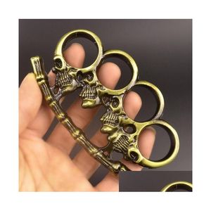 Brass Knuckles Weight About 153G Metal Knuckle Duster Four Finger Self Defense Tool Fitness Outdoor Safety Defenses Pocket Edc Tools Dh9Kw