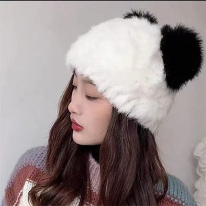 Kedi Kulak Tavşan Saç Şapkası Kafa Kürk Şapka Çocuk Moda Bonnet Enfant Kış Şapkaları Çocuklar İçin Helloween Festivali Kahverengi Panda 231229