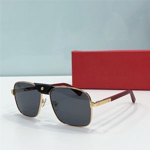 Мужские солнцезащитные очки нового модного дизайна 0389 в металлической оправе с кожаной пряжкой, деревянные дужки, простой и элегантный стиль, защитные очки UV400 для улицы