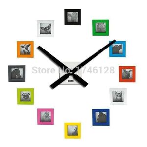 Saatler Toptan 60cm Metal Duvar Saati DIY Fotoğraf Çerçevesi Saat Oturma Odası Dekorasyon Kuvars Mekanizması