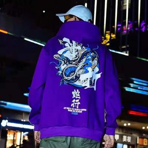 Anime Yılan Grafik Sweatshirts Erkekler için Sonbahar Japon Harajuku Hoodie Moda Külver Günlük Büyük Boy Hoodies Y2K Street Giyim 231229