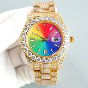 Diamanten horloges van hoge kwaliteit kast heren automatische mechanische saffier spiegelring grote diamanten stalen kast met in-house uurwerk luxe en rijkdom