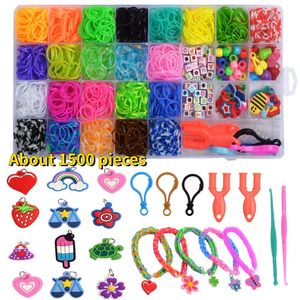 Conjunto de bandas de tear coloridas, pulseira de cor de doces, kit de fabricação de pulseiras de arco-íris, brinquedos artesanais para meninas, presentes 231229