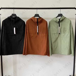 Erkek Tasarımcı Ceket CP Hoodie Coat Yarı Fermuar Ceket Koreli Günlük Metalik Naylon Uzun Kollu Kapşonlu Ceket Erkekler Tops