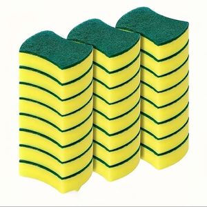 10pcs Cleaning Sponge Scouring Pad Square Dish Cloths Simple Style Dish Towel Stove Antibacterial Washable Cleaning Brush, Kitchen Stuff HZ0088