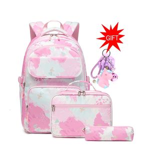Большой школьный рюкзак, сумки для девочек, сумка с ланч-боксом, пенал, водонепроницаемый набор детских принадлежностей 231229