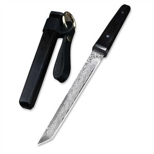 Japon tanto şam çelik sabit bıçak bıçak abanoz tutamak mini kamp av bıçak