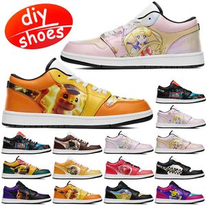 Обувь по индивидуальному заказу LOW CUT с индивидуальным рисунком для любителей мультфильма «Сейлор Мун», обувь «сделай сам», баскетбольная обувь, мужская и женская обувь, уличные кроссовки, большой размер, 35-49 евро