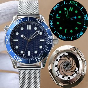 Tasarımcı İzliyor 60. Saat 42mm Seramik Çember Aydınlık Erkekler Orologio Mens Lüks İzle Otomatik Hareket Mekanik Montre De Luxe Nato NATO 300M KULLANICILAR A2