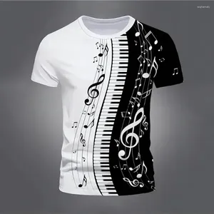 Erkek Tişörtleri Yaz Müzik Notu T-Shirts Piyano 3D Baskı Sokak Giyim Erkekler Kadın Moda Büyük Boy Kısa Kollu Gömlek Tees Üstleri Giyim