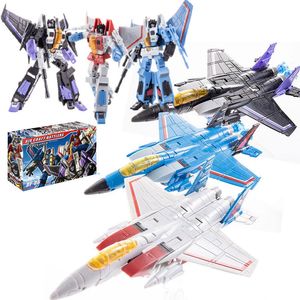 Фигурки JINBAO Starscream Thundercracker Skywarp 5 FG01 DS01 DF06 Набор Самолет Аниме Рисунок Модель Трансформация Робот Игрушки 230630