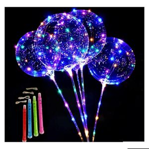 Другие товары для праздничных вечеринок 20 дюймов Glow Clear Bubble Balloon Led Light Up Bobo Balloons Christmas B Dh19A