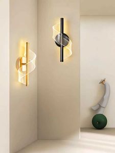 Wall Lamps Modern LED lamp Nordic gold S type acrylic bedroom bed hallway living room balcony dressing table decorative wall lampHKD230701