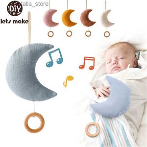 Let's Make Baby Rattle Toy 0-12 месяцев Мобильная кроватка-кроватка-колокольчик Игрушка Windup Movement Cotton Moon Music Box Machine Украшение детской комнаты L230518