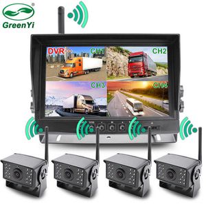 Araba DVR 2023 Güncelleme Dijital Kablosuz Yedekleme DVR Kayıt Kamerası ve 4Ch 9 inç Ahd Monitör Kiti Kamyon için