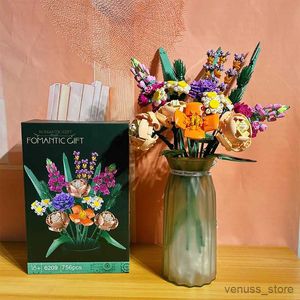 Blokları Çiçek Buketi Yapay Çiçekler Yapı Taşı Dekoratif Ev Sevgililer Günü Hediye Fikir Koleksiyonu R230701