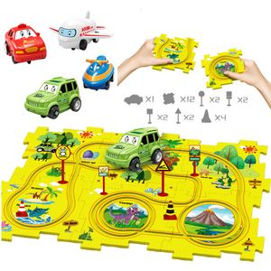 3D Bulmacalar Bulmaca Vagon Oyuncaklar Çocuklar için Karikatür Dinozorlar Trafik Tangram Elektrikli Araba ile Eğitici Yapboz Oyuncak Çocuk Hediye 230630