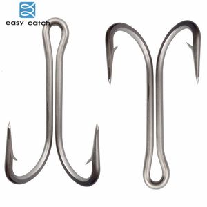 Fishing Hooks 20Pcs Stainless Steel Double Fishing Hooks Big Strong Sharp Double Fish Hook Size 4 0 5 0 6 0 7 0 8 0 9 0 230630