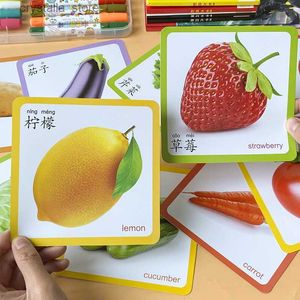 144 Kelime Biliş Öğrenme Kartı Hayvan/trafik/meyve/Sebze Montessori Eğitici Çince İngilizce Flash Kartları 3-6 Çocuklar Için L230518