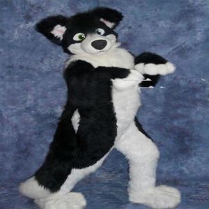 2018 Yüksek kaliteli Özel Yeşil Husky Fursuit Köpek Tilki Maskot Kostüm Hayvan Suit Cadılar Bayramı Noel Doğum Günü Tam Vücut Sahne Costu238d