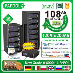 LiFePO4 48V 100Ah 5.12Kw Battery Pack 51.2V 200Ah 120Ah 6000 Cycle BMS CAN RS485 32Parallel 108% Capacity 10Year Warranty NO TAX