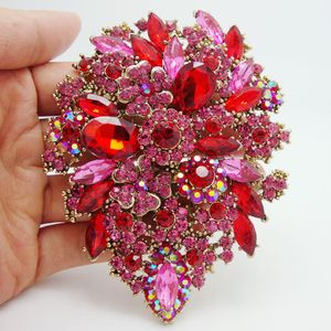 Броши в виде булавок TTjewelry 3,94 дюйма, модные двойные капли, цветок в стиле модерн, брошь, булавка, подвеска, розовый кристалл, 230630
